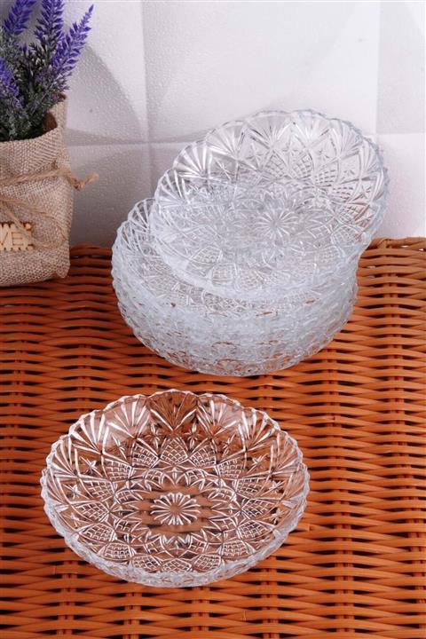 Doğuş Mutfak Cam Tabak Kristal Model Kahvaltılık Çerez Tatlı Tabağı 6 Lı Paket