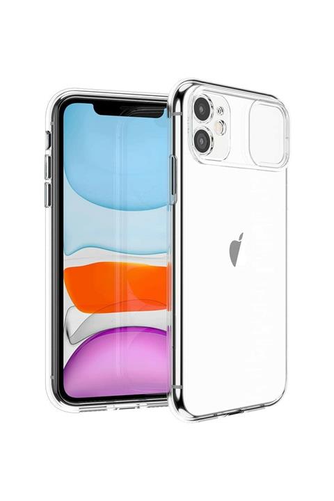 Tria Iphone 11 Uyumlu Şeffaf Sürgülü Köşe Korumalı Arka Kapak Telefon Kılıfı