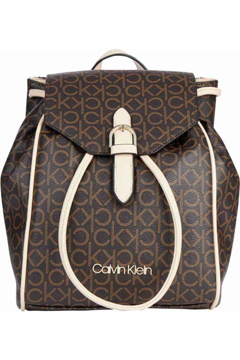 Calvin Klein Kadın Kahverengı Mono Mıx Drawstrıng Bp W/flap