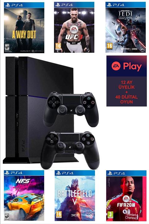 Sony Playstation 4 Mat 500 Gb +yenilenmiş + 2. Ps4 Kol + 1 Yıllık Ea Play Üyeliği + 40 Dijital Oyun