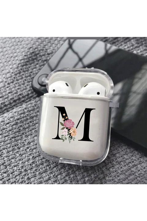 shoptocase M Harfli Premium Silikonlu Şeffaf Airpod Kılıfı