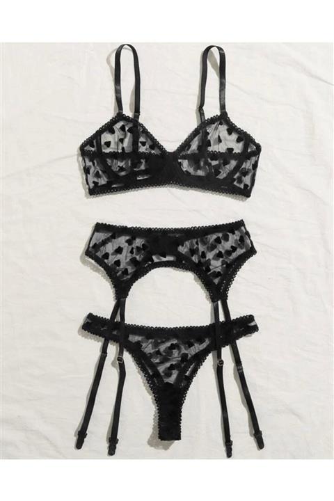 Jeroan 3 Parça Siyah Kalpli Jartiyer Takım