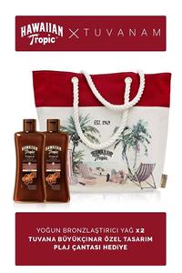 Hawaiian Tropic Yoğun Bronzlaştırıcı Yağ X 2 + Tuvanam Özel Tasarım Plaj Çantası Hediye