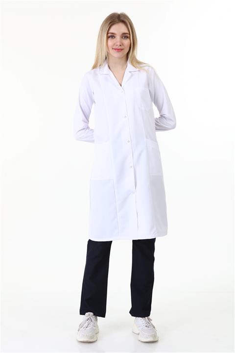 Palmiye Tesettür Uzun Boy Gömlek Yaka Doktor Öğretmen Laborant Önlüğü