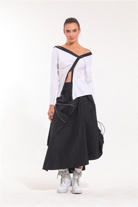 bambutiquee Fermuar Detaylı Ve Likra Koton Kumaş Bluz