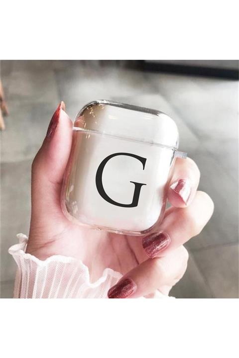 mooodcase Premium Silikonlu G Harfli Şeffaf Airpods Kılıfı