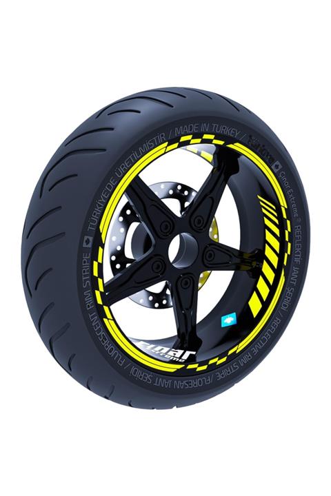 Çınar Extreme Floresan Sarı Moto Gp Iç Dış Jant Şeridi Takım Sticker