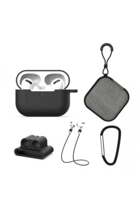 Polhammobile Polham 5in1 Airpods Pro Kulaklık Kılıfı, Çantası, Boyun Askısı, Iwatch Aparatı Ve Kancası Siyah