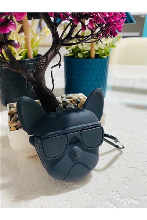 HomeFuture Airpods 1 Ve 2 Uyumlu Dekoratif French Bulldog Köpek Siyah Doge Minik Airpod 1 Ve 2 Kılıf