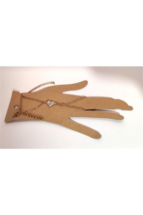 UsZerafet Kalp Figürlü Taşlı Gold Şahmeran