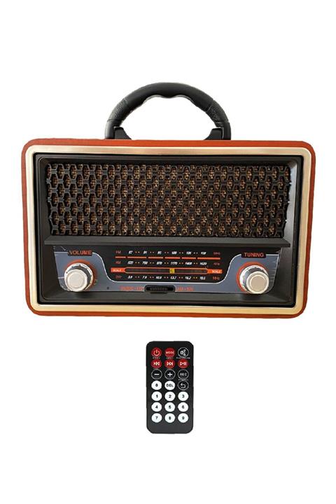Mkey Nostaljik Müzik Kutusu Kumandalı Bluetooth'lu Mp3 Çalar Fm Radyo