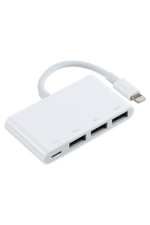 yakuppolt Iphone Ipad Için Lightning To 3x Usb Port Çevirici Klavye Mouse Flash Bellek Aparatı