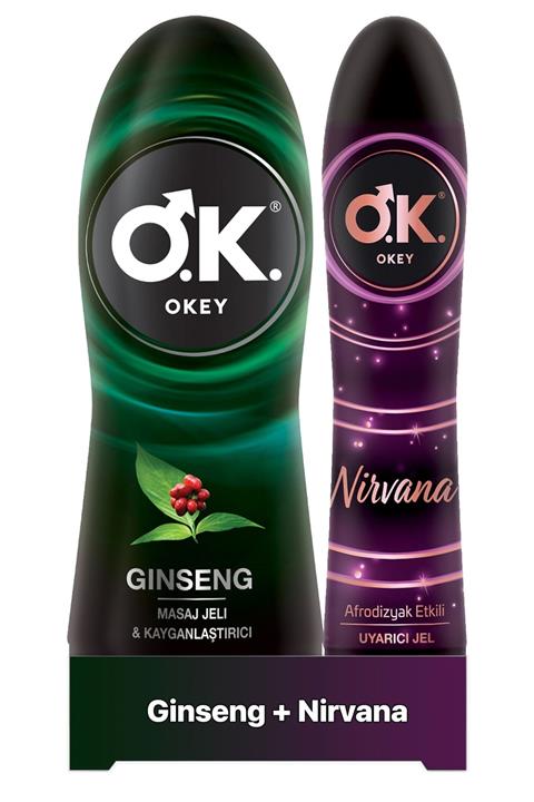 Okey Ginseng Masaj Jeli 200 ml +Okey Nirvana Uyarıcı Jel 100ml