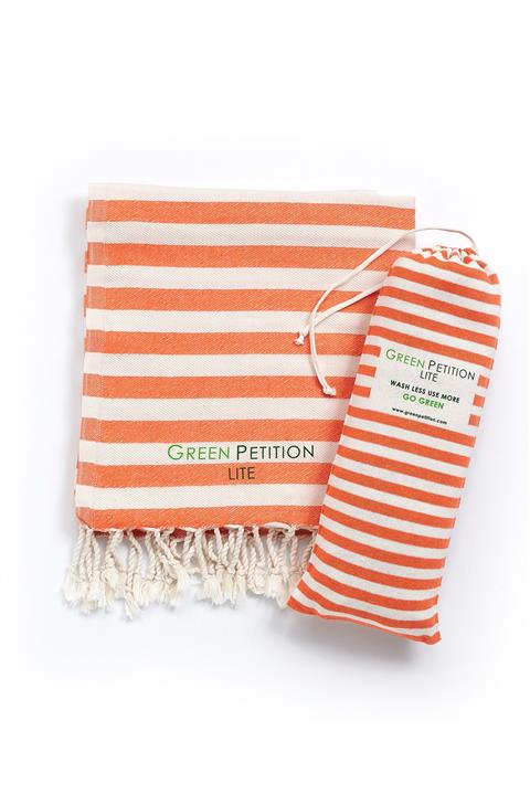 Green Petition Organik Pamuk Mare Peştamal 90x170cm Püsküllü Tangerine