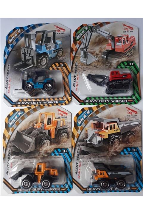 OYUNCAKSAHİLİ Metal Iş Makinası 4 Adet Birlikte Forklift Excavatör Kamyonu Dozer