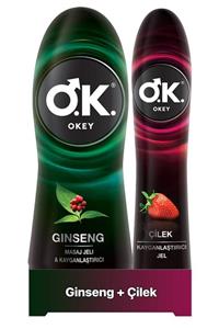 Okey Çilek Kayganlaştırıcı Jel 100 ml Ginseng Masaj Jeli 200 ml