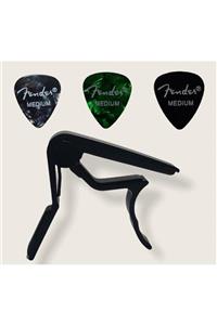 Nemesis Gitar Ve Bağlama Kaposu Fc-75 Capo + 3 Adet Fender Medium Picks Pena