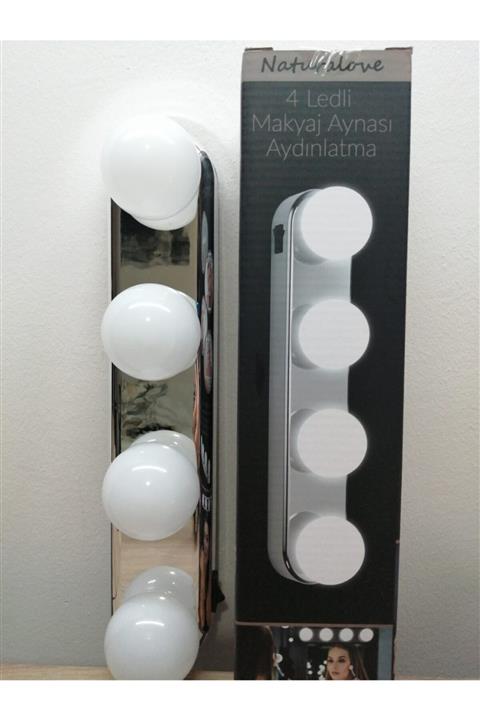 iglostorage Led Makyaj Işığı, Led Makyaj Aynası Işığı 4 Ledli Pilli Asılabilir Vantuzlu