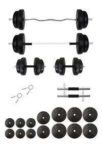 BodyGYM 75 Kg Dambıl Halter Yaylı Z + Yaylı Düz Bar Set Fitness Dumbell Ağırlık Seti Vücut Geliştirme Aleti