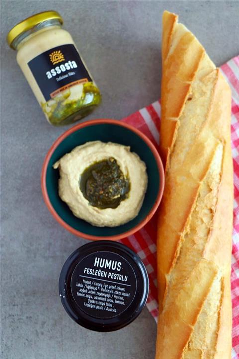 Assosta Fesleğen Pestolu Katkısız Ev Yapımı Humus Aile Boyu 300 gr