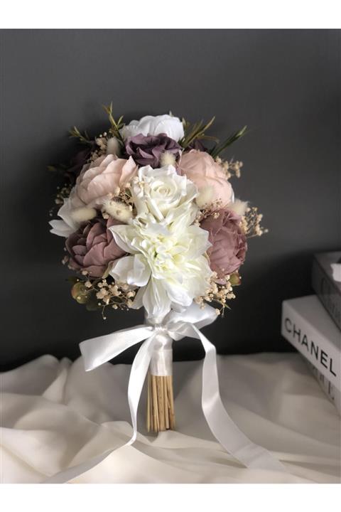 florbar Yeni Sezon Mürdüm Rengi Gelin Çiçeği-yaka Çiçeği 2 Li Set-nişan Çiçeği