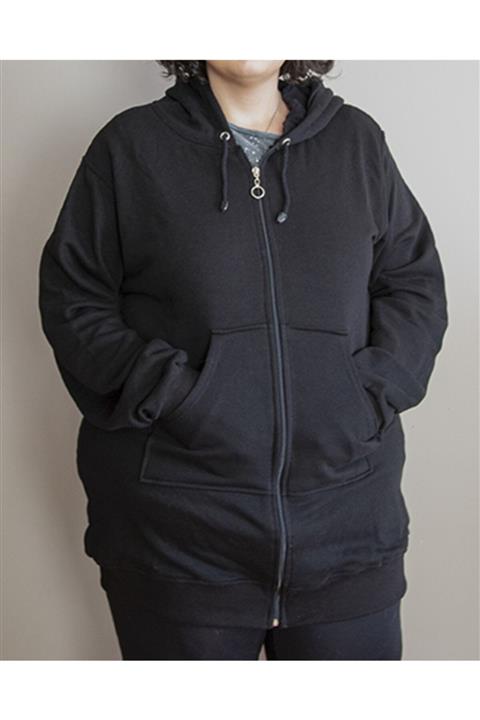 sinans moda Büyük Beden Şardonsuz Kapuşonlu 3 Iplik Sweatshirt