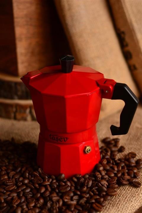 Taşev Piccolo Moka Pot 3 Fincan Kırmızı