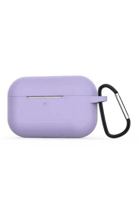 Apple Airpods Pro Kılıf Airbag Askı Aparatlı Mat Silikon Mor + Popsocket