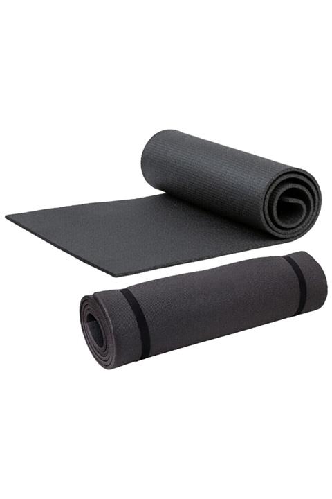 REDZEUS Siyah Çift Taraflı Yoga Pilates Minder Ve Mat Egzersiz Minderi Egzersiz Yoga Minderi 150x50x0,7 Cm