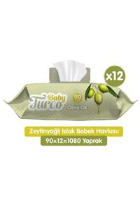 Baby Turco Zeytinyağlı Islak Bebek Havlusu 12x90 Adet