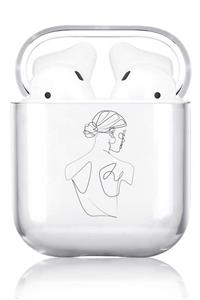 Apple Airpods Kılıfı Desenli Şeffaf Sert Kapak - Kadın.