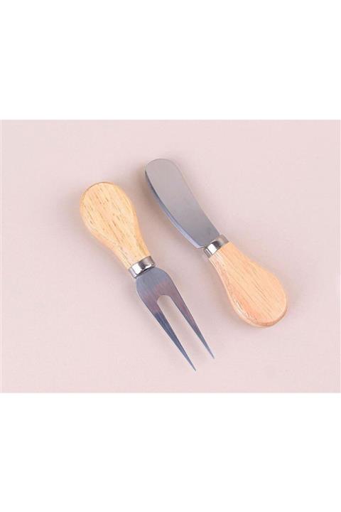 Tvet Ahşap Saplı Dekoratif Ikli Peynir Seti 12 Cm T40168