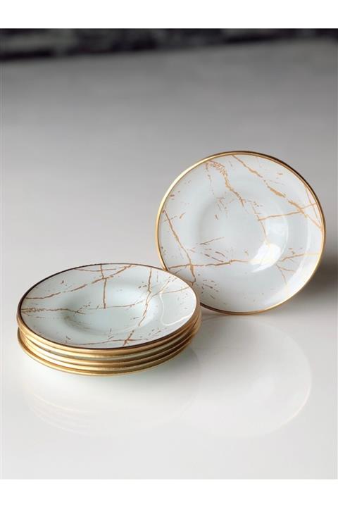 CVK Home Beyaz Mermer Desenli Çay Tabağı 6`lı