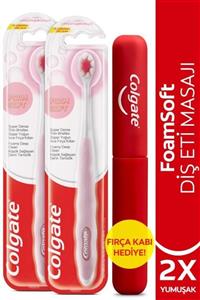 Colgate Foamsoft Diş Eti Masajı Yumuşak Diş Fırçası X 2 Adet + Diş Fırçası Kabı Hediye