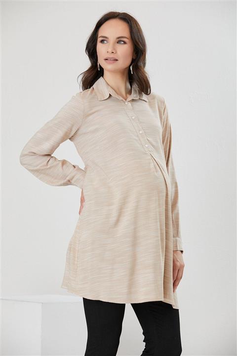 Görsin Hamile Pamuk Vizon Hamile Tunik