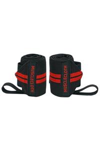 MUSCLECLOTH Pro Wrist Wraps Siyah Kırmızı 2'li Paket - Kırmızı-siyah