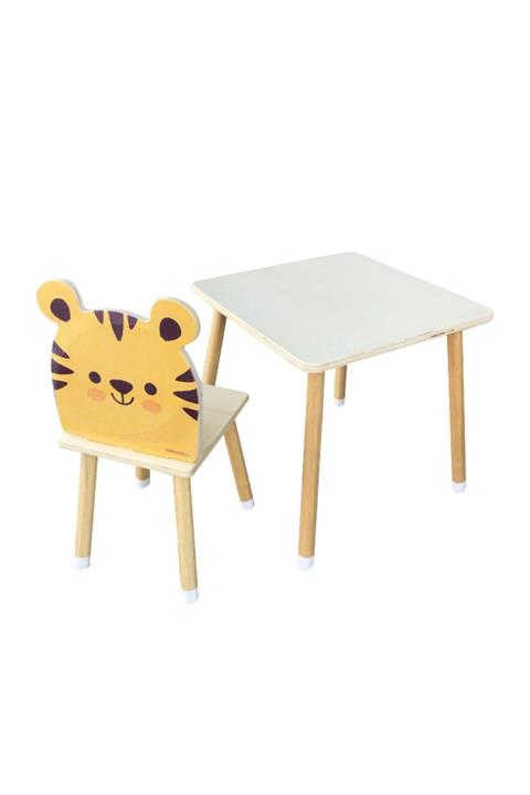 odunconcept Doğal Ahşap Çocuk Aktivite Masa Ve Sandalye Takımı - Kaplan
