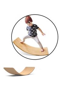 Depolife Ahşap Denge Tahtası Çocuk Genç Spor Tahtası Balance Board 50x27cm Kontraplak