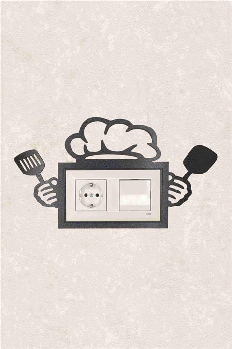 BLgrup 2131 Lazer Kesim Ahşap Dekoratif Anahtar Priz Çerçevesi Ikili Mutfak