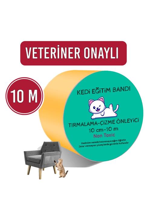 Petköy Kedi Eğitim Bandı, Mobilyalar Için Tırmalamaya Karşı Önleyici, %100 Şeffaf, Non-toxic,10 Cm X 10 M