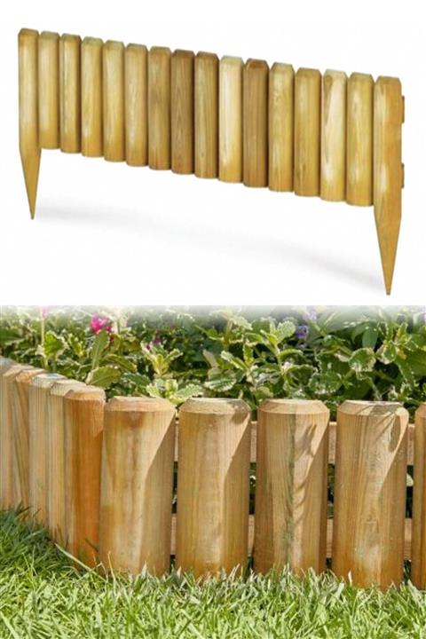 Binbirreyon Ahşap Sınır Çiti Bordür Kazıklı Empreyenli 15x100cm Ad047