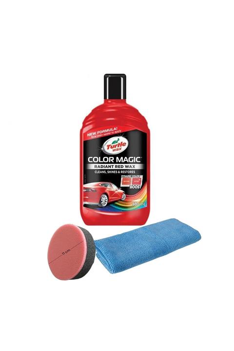 Turtle Wax Renkli Kırmızı Cila 500 Ml + Cila Süngeri + Mikrofiber Bez