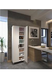 Yeni Vitrin %100 Mdf Beyaz 8 Raflı 2 Kapaklı Çok Amaçlı Mutfak/banyo Dolabı 70x172x32
