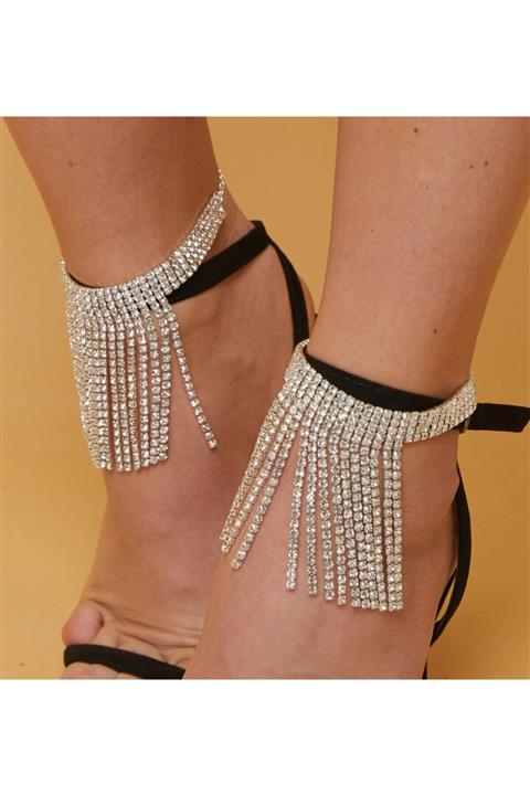 Furtek Aksesuar Taşlı Saçaklı Halhal