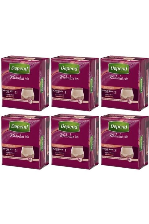 Depend Emici Külot Kadın Büyük Beden 9'lu 6 Adet