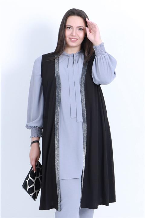 KadoModa Simli Yelek Siyah