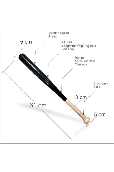 M3DECORİUM Orjinal Muhafazalı Dengeli 0,68gr(cm3 Özgül Ağırlığında Sert Beyzbol Baseball Sopası Odunu Tahtası
