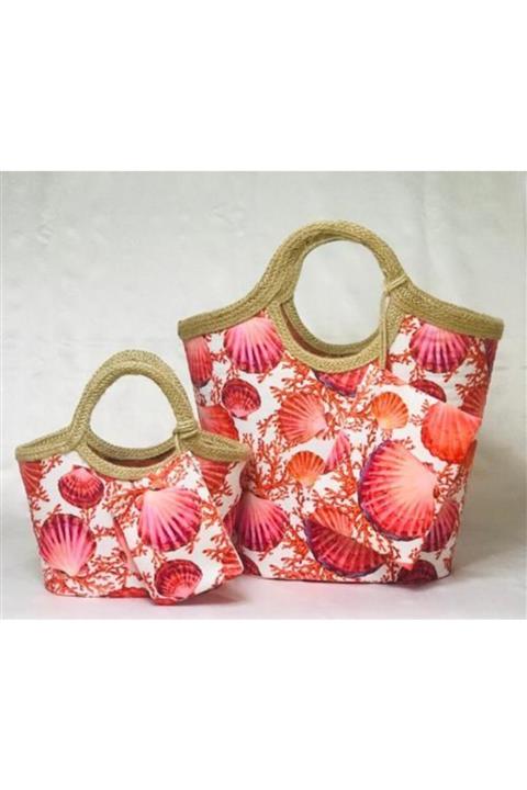 çanta tasarımcısı Anne & Kız Kombin Plaj Çantası Deniz Kabuğu