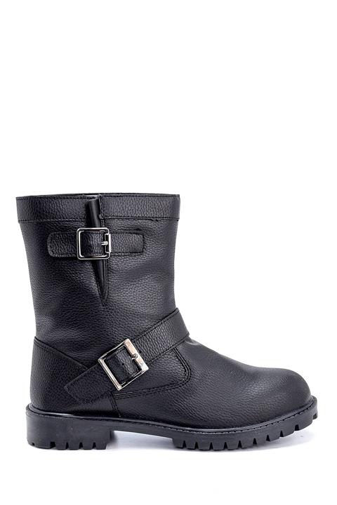 Luda Cris Kadın Siyah Deri Görünümlü Bot