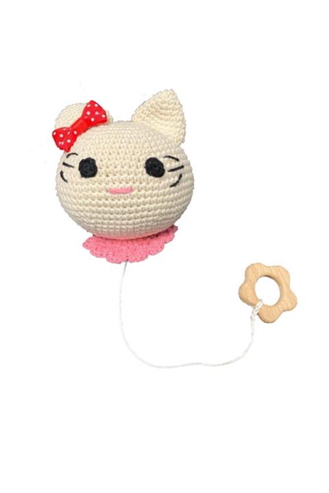 DOUBLEBUBBLESTORE Amigurumi Müzikli Beyaz Küçük Kedi